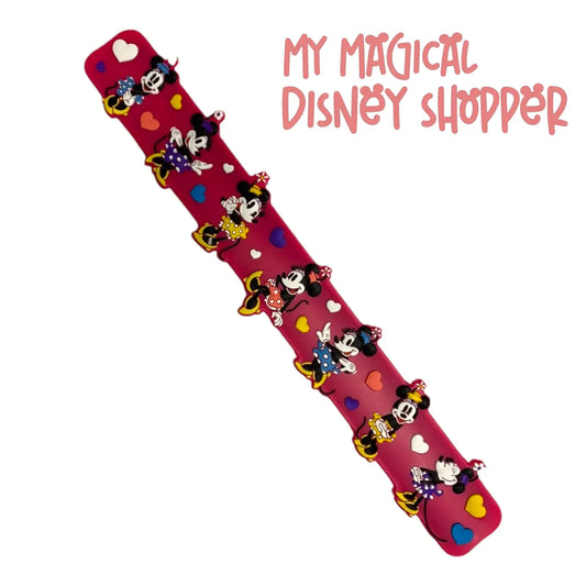 Minnie Mouse with Hearts Disney Slap Bracelet - Pink