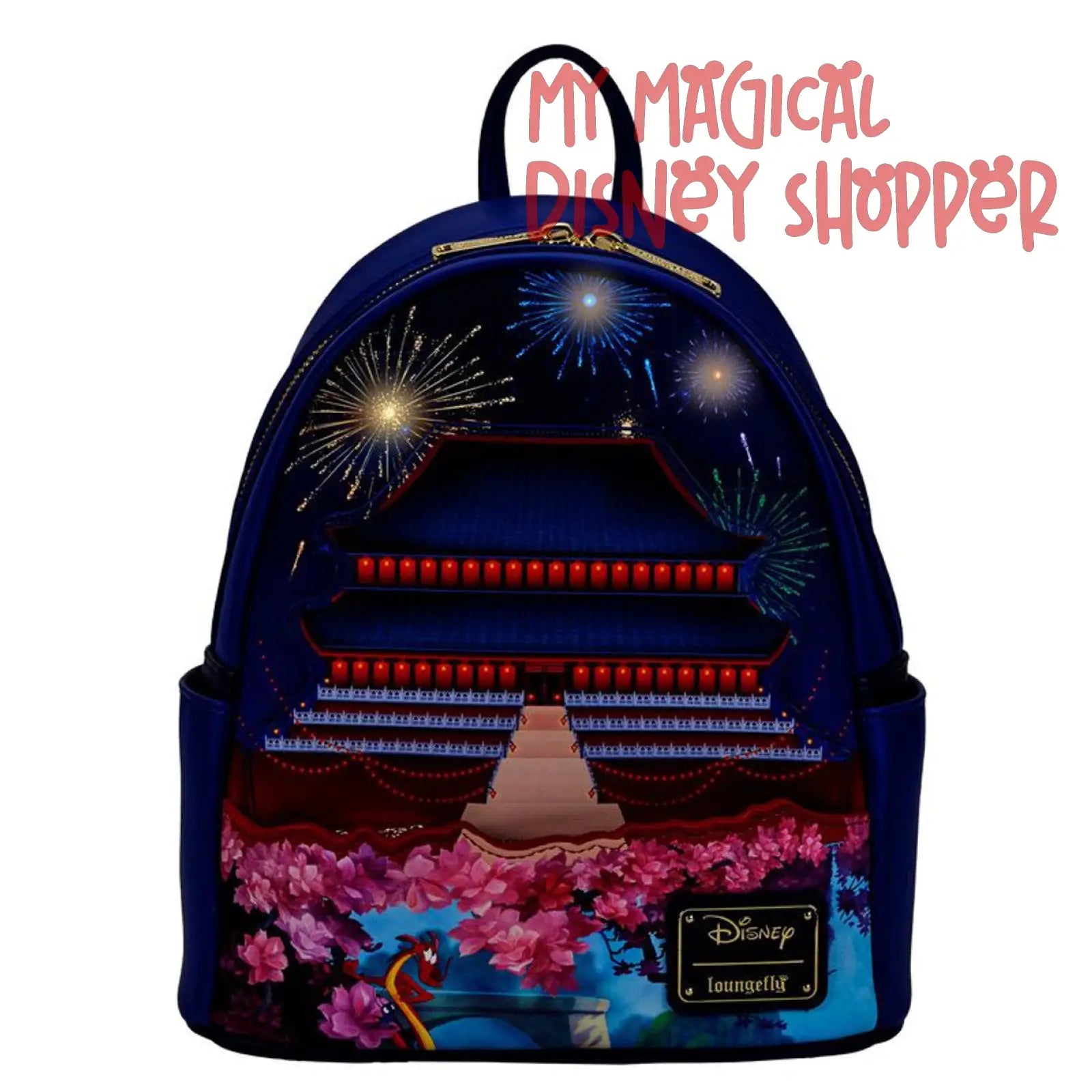 enlarge loungefly disney mulan mushu mini backpack Mulan Castle Light Up Mini Backpack