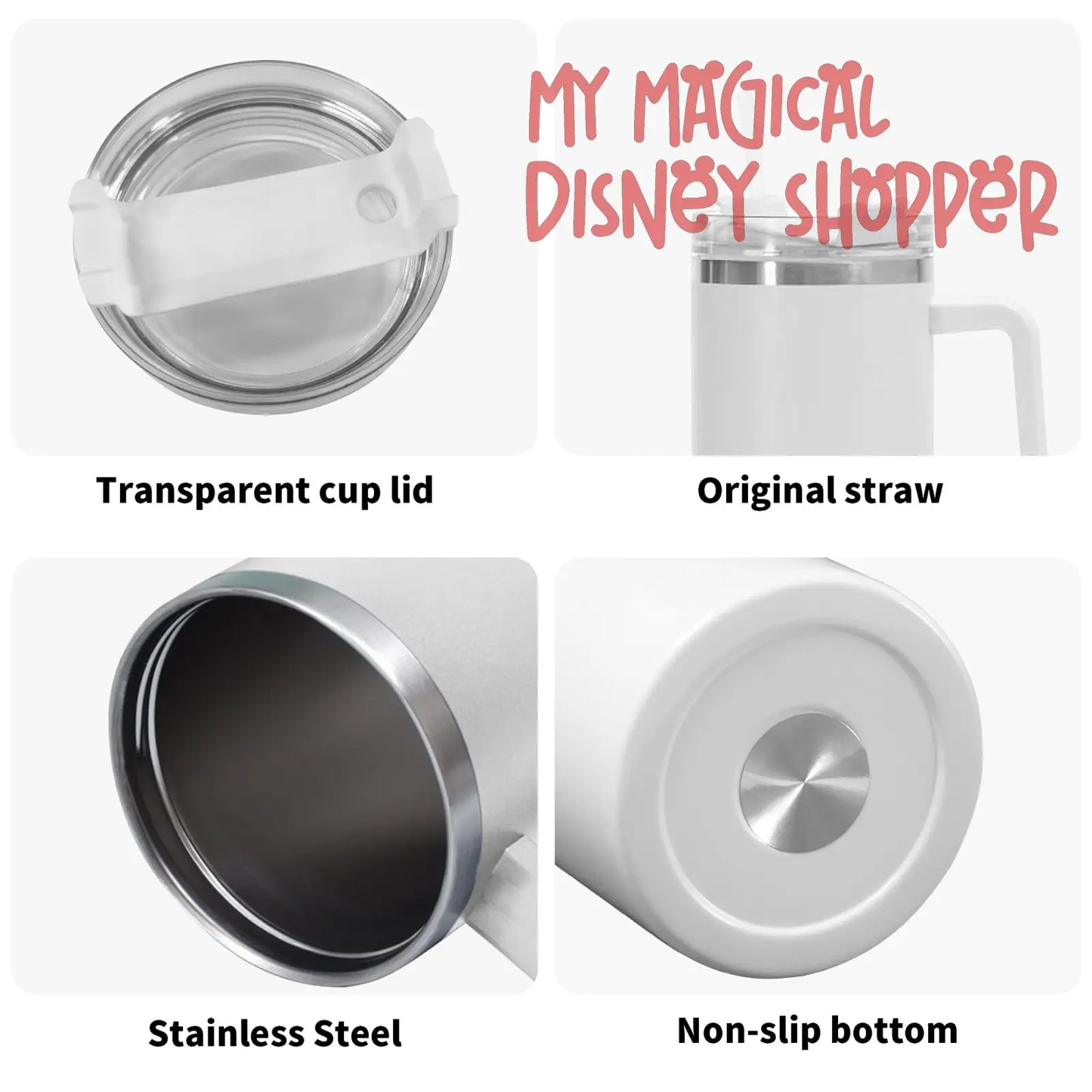 My Magical Christmas Mouse 40oz Stainless Steel Tumbler Gift With White Handle and Straw