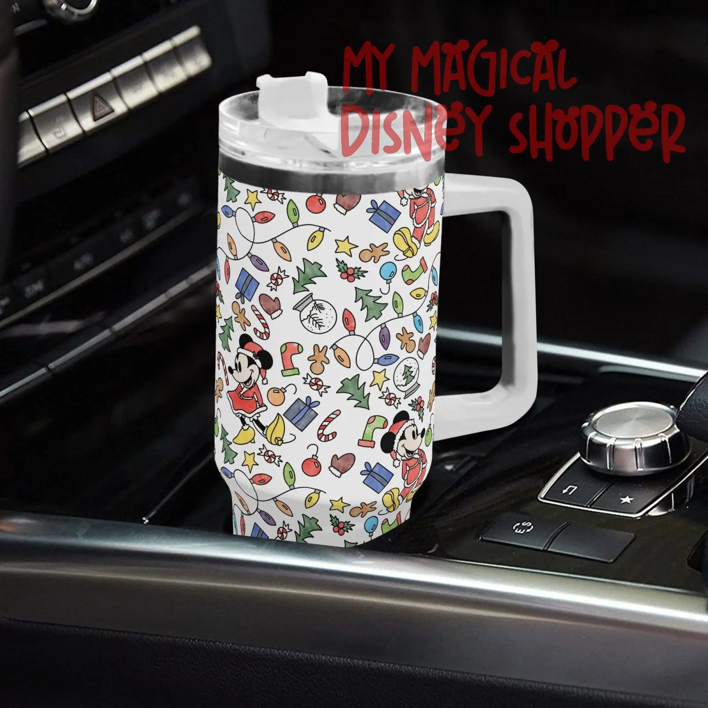 My Magical Christmas Mouse 40oz Stainless Steel Tumbler Gift With White Handle and Straw
