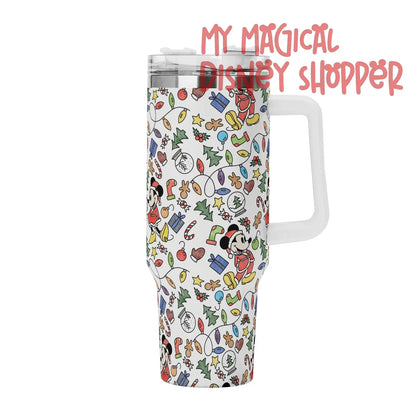 My Magical Christmas Mouse 40oz Stainless Steel Tumbler Gift With White Handle and Straw