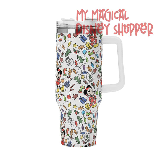 My Magical Christmas Mouse 40oz Stainless Steel Tumbler Gift With White Handle and Straw
