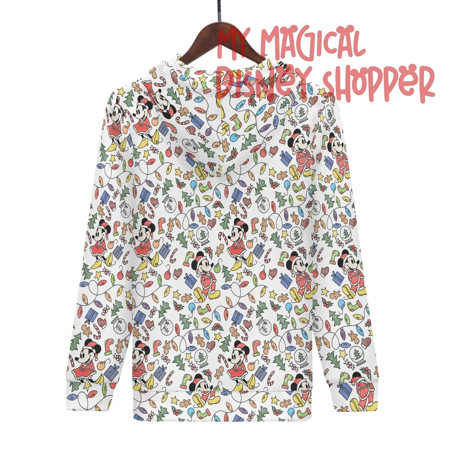 My Magical Christmas Mouse Womens All Over Print Classic Zip Up Hoodie Warm Jacket