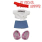 nuiMOs Female Empowerment: Fierce Shirt Red Headband Skirt Sneakers