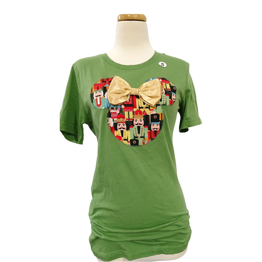 Green Nutcracker Minnie Mouse Head T-Shirt – Adult Size Small 🎄🎀✨