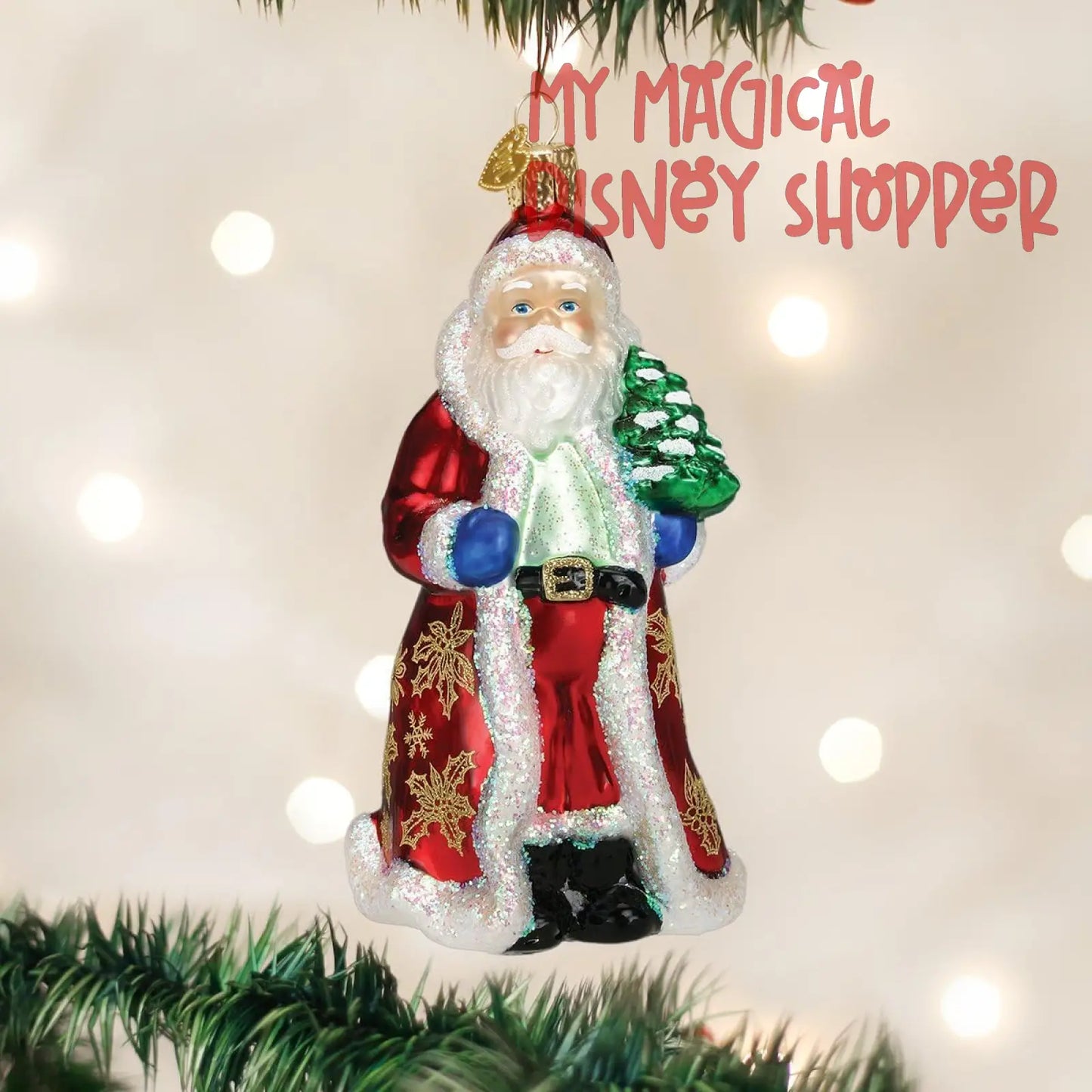 Old World Christmas Ornaments Golden Santa Glass Blown Ornaments for Christmas Tree