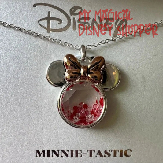 Red Minnie Mouse Minnie-Tastic Fine Silver Plated Crystal Necklace