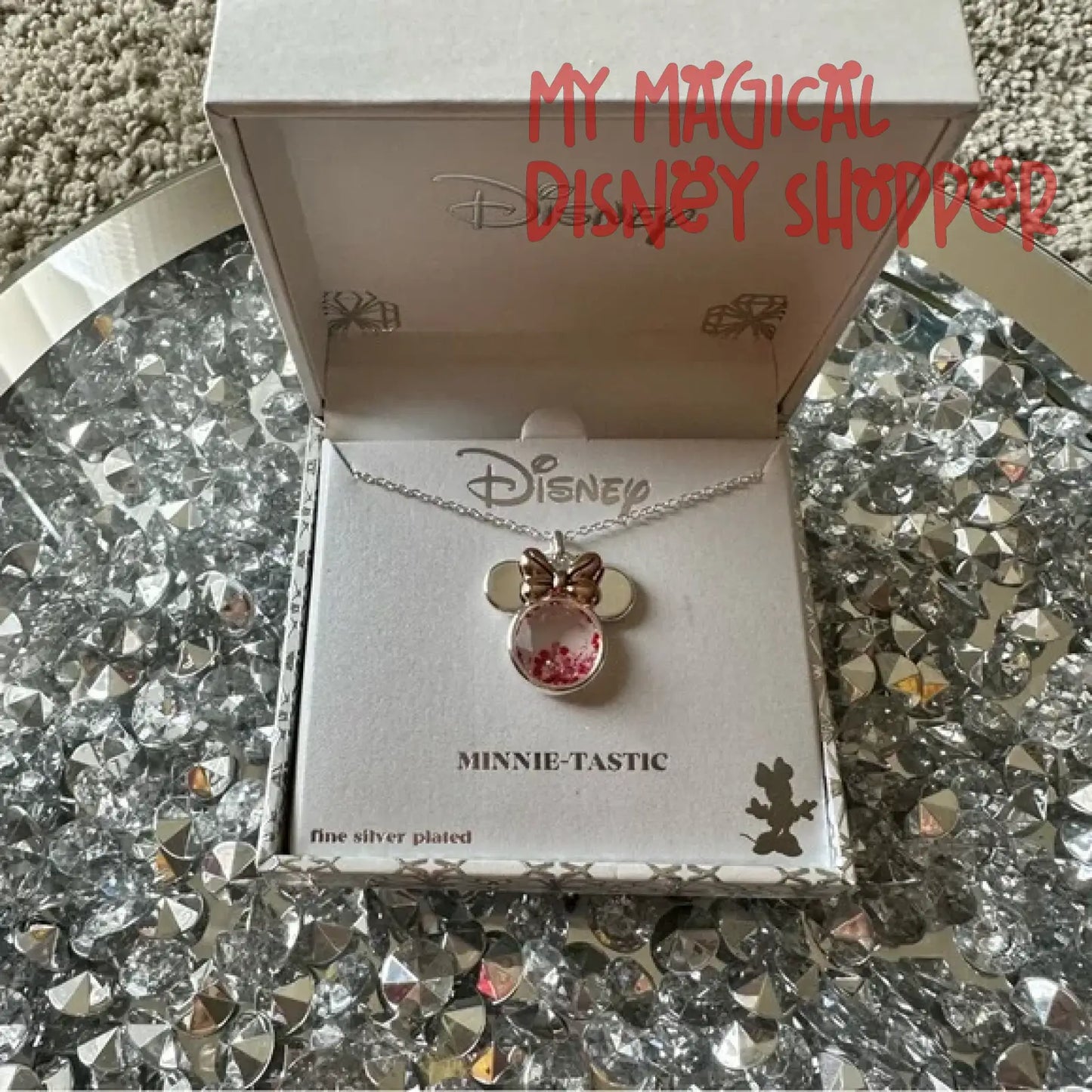Red Minnie Mouse Minnie-Tastic Fine Silver Plated Crystal Necklace