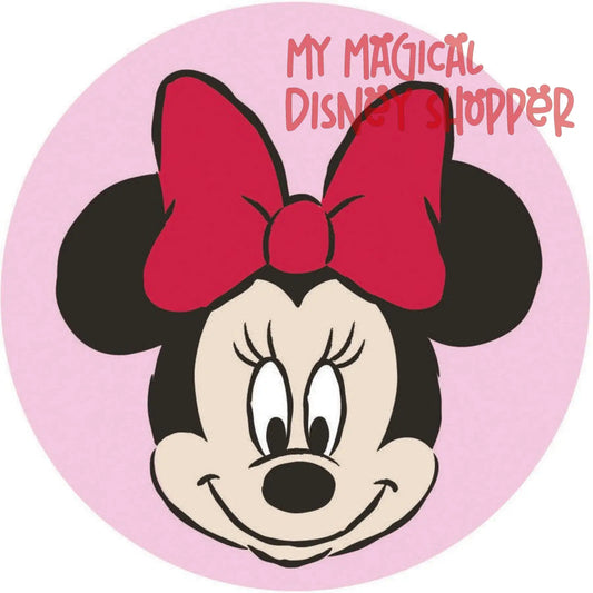 Pink Minnie Mouse Ad-Fab™ Disney Pink Adhesive Fabric 3" Sticker