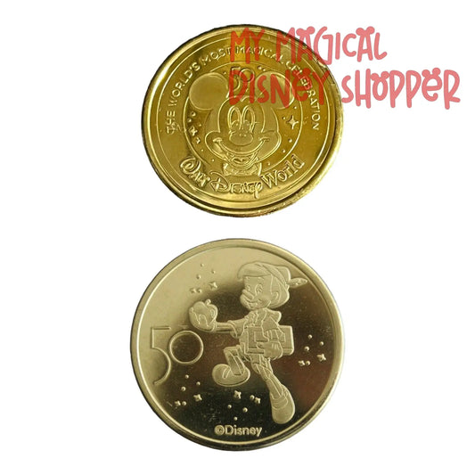 Pinocchio Walt Disney World 50th Gold Medallion