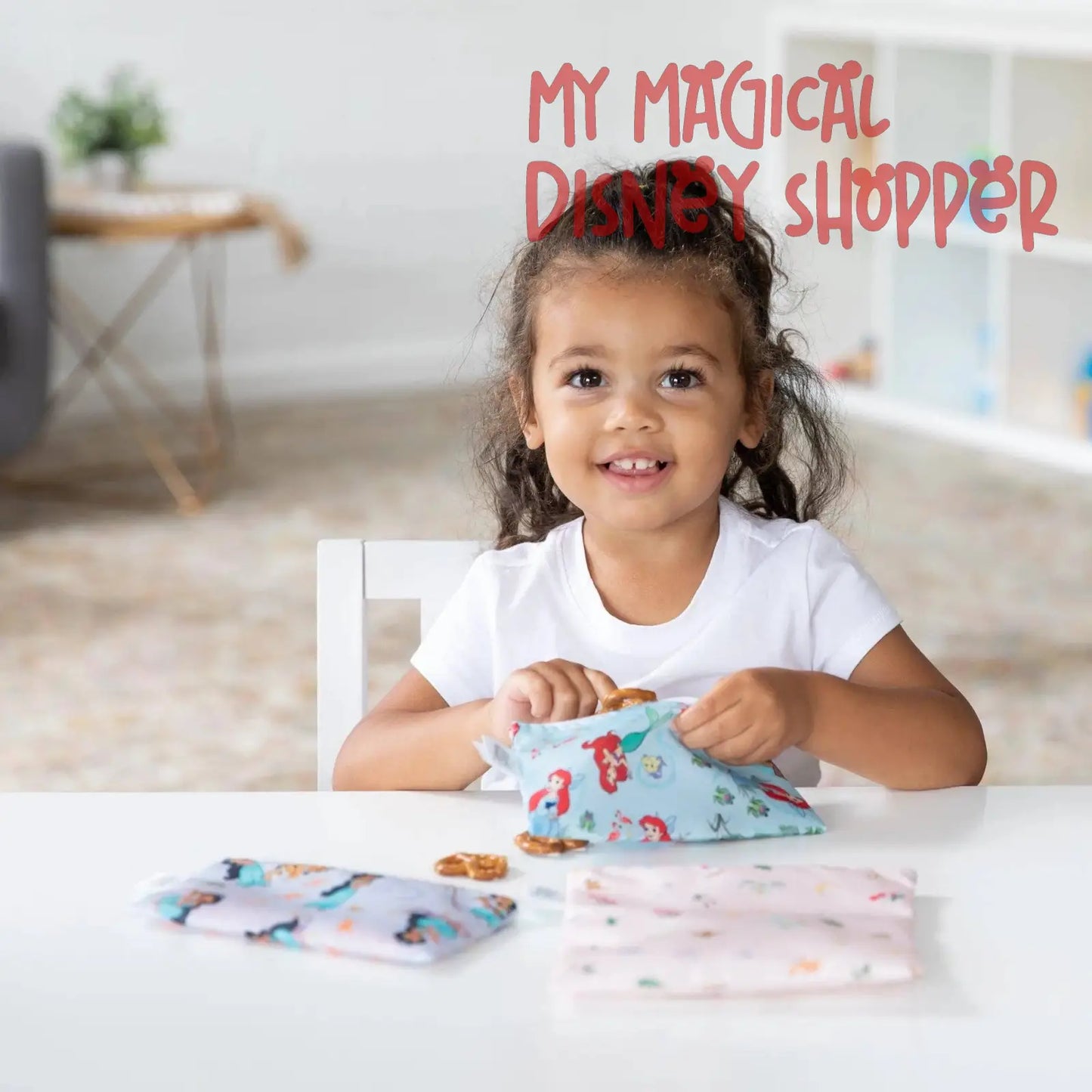 Princess Magic, Ariel, and Jasmine Reusable Snack Bag, 3-Pack