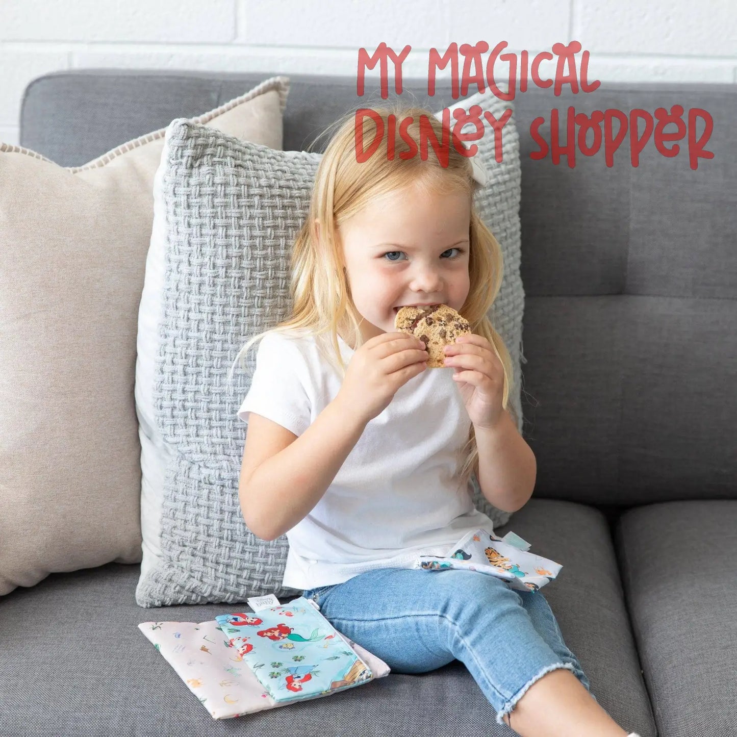 Princess Magic, Ariel, and Jasmine Reusable Snack Bag, 3-Pack