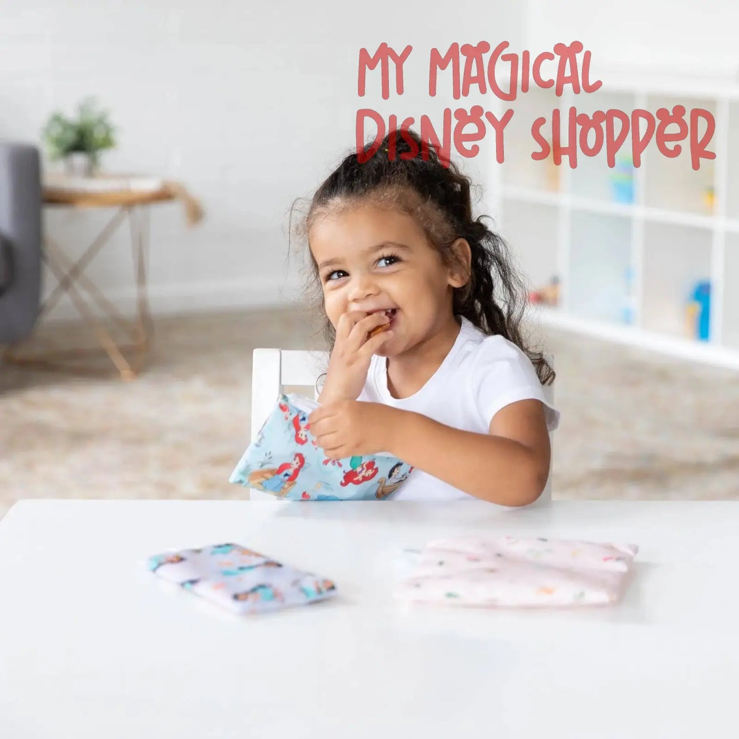 Princess Magic, Ariel, and Jasmine Reusable Snack Bag, 3-Pack