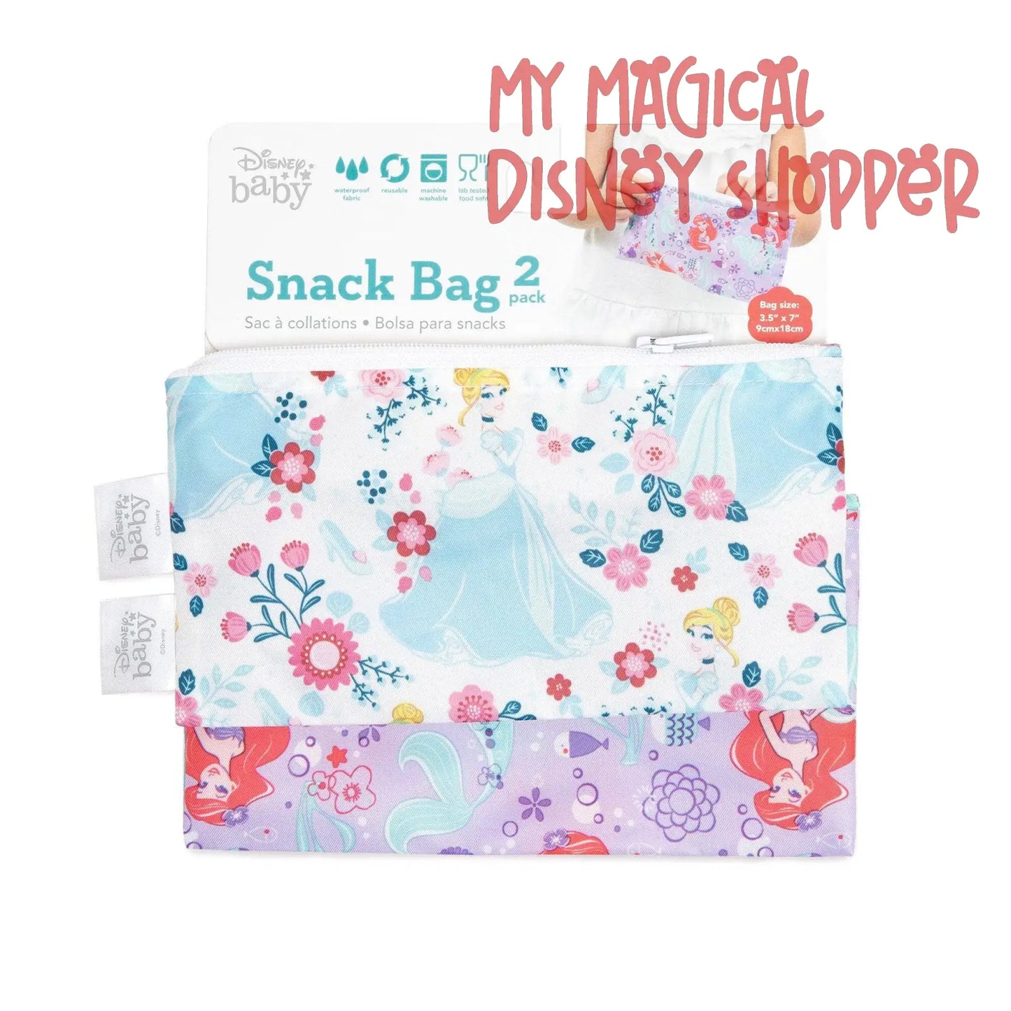 Princess Reusable Snack Bag, Small 2-Pack
