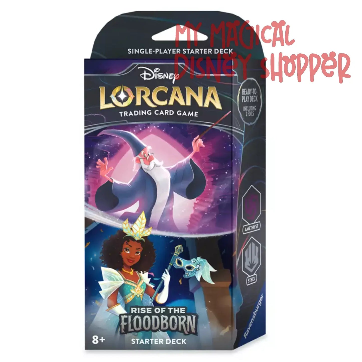 Ravensburger Disney Lorcana Trading Card Game: Rise of the Floodborn Amethyst and Steel Starter Deck