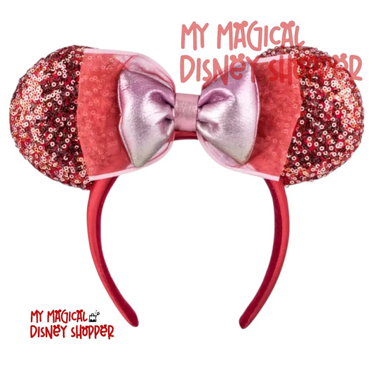 Red and Pink Sequin Minnie Ears - Hong Kong Disneyland