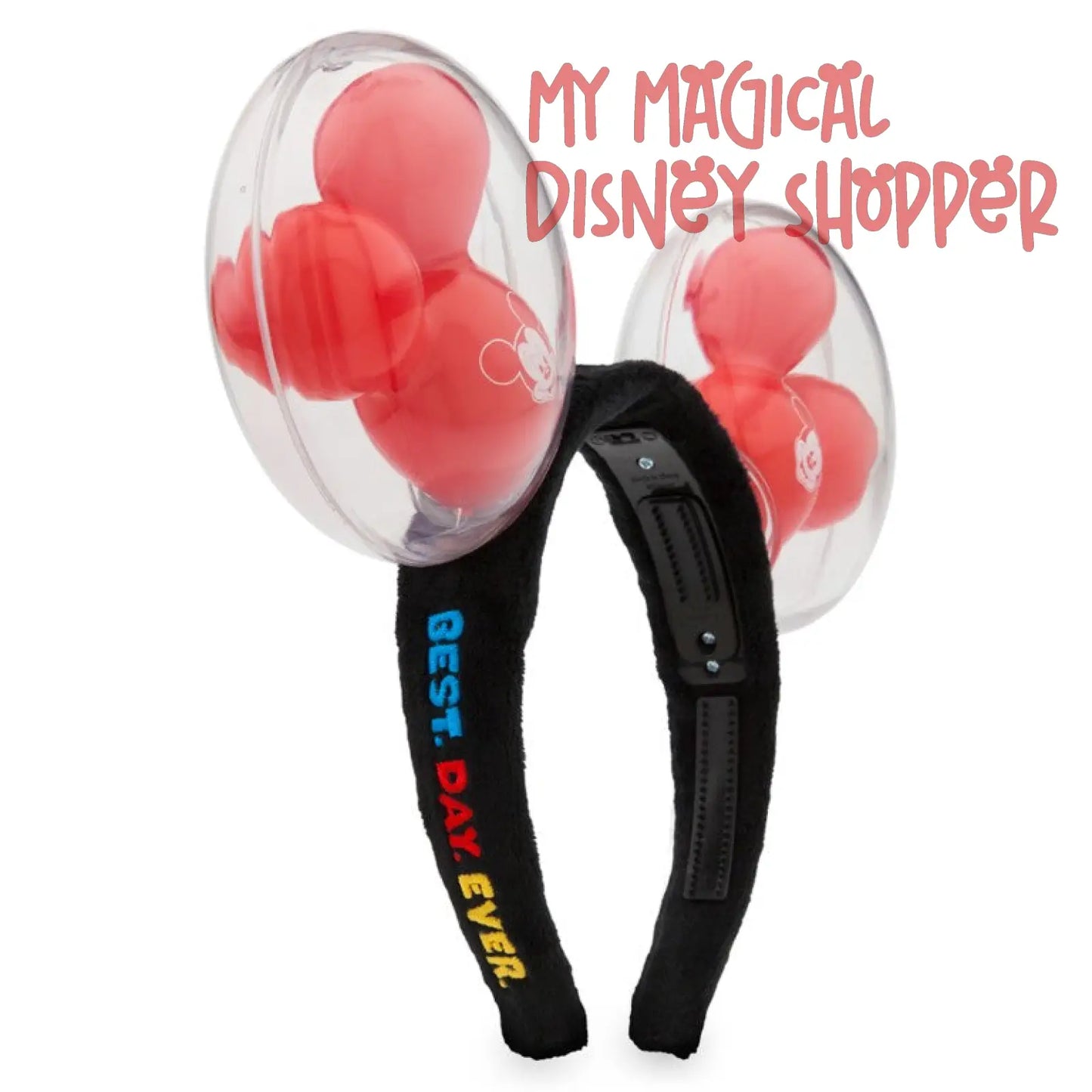 Red Mickey Mouse Balloon Light-Up Ears Headband for Adults