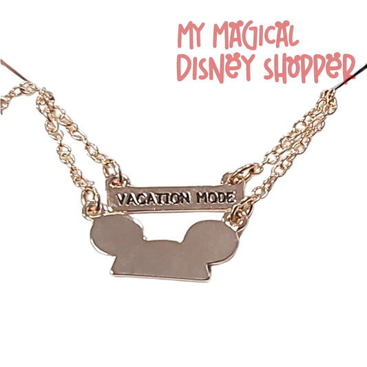 Rose Gold Vacation Mode - Mickey Ear Hat Icon Disney Necklace