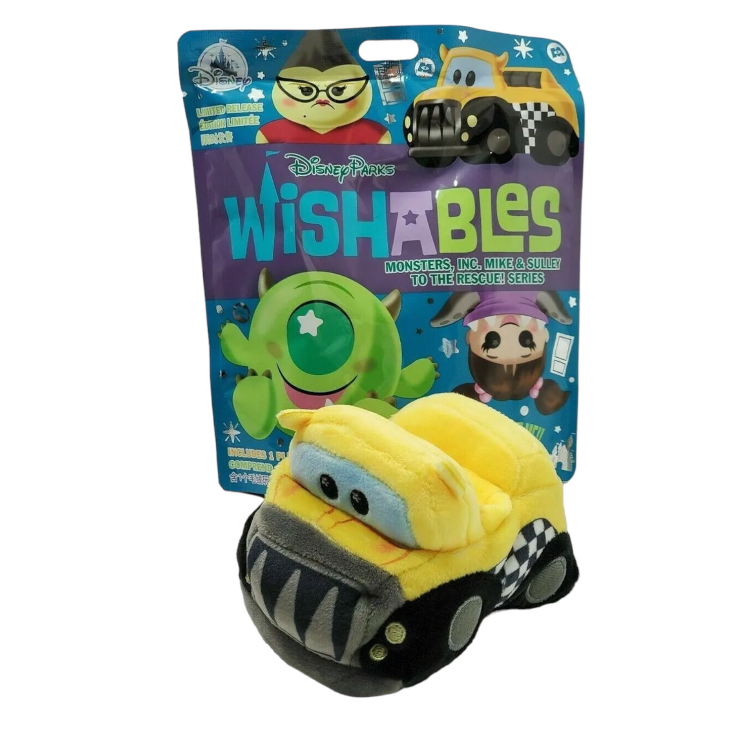 Monstropolis Transit Authority Taxi - Monsters, Inc. Mike & Sulley to the Rescue! Series Wishables Plush - Limited Release
