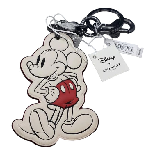 Disney X Coach New York Mickey Mouse Keychain Hangtag Saddle Charm White Sketch