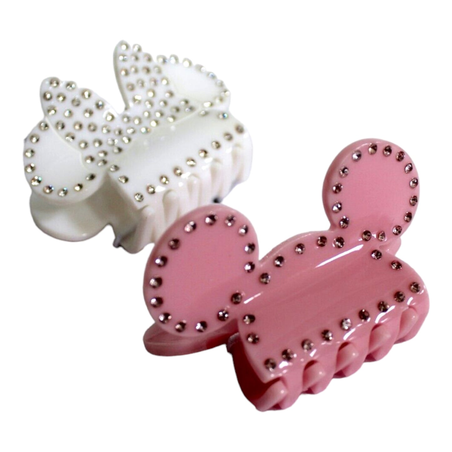 Disney x Baublebar Mickey and Minnie Mouse Hair Jaw Clips Rhinestones in Pink and White