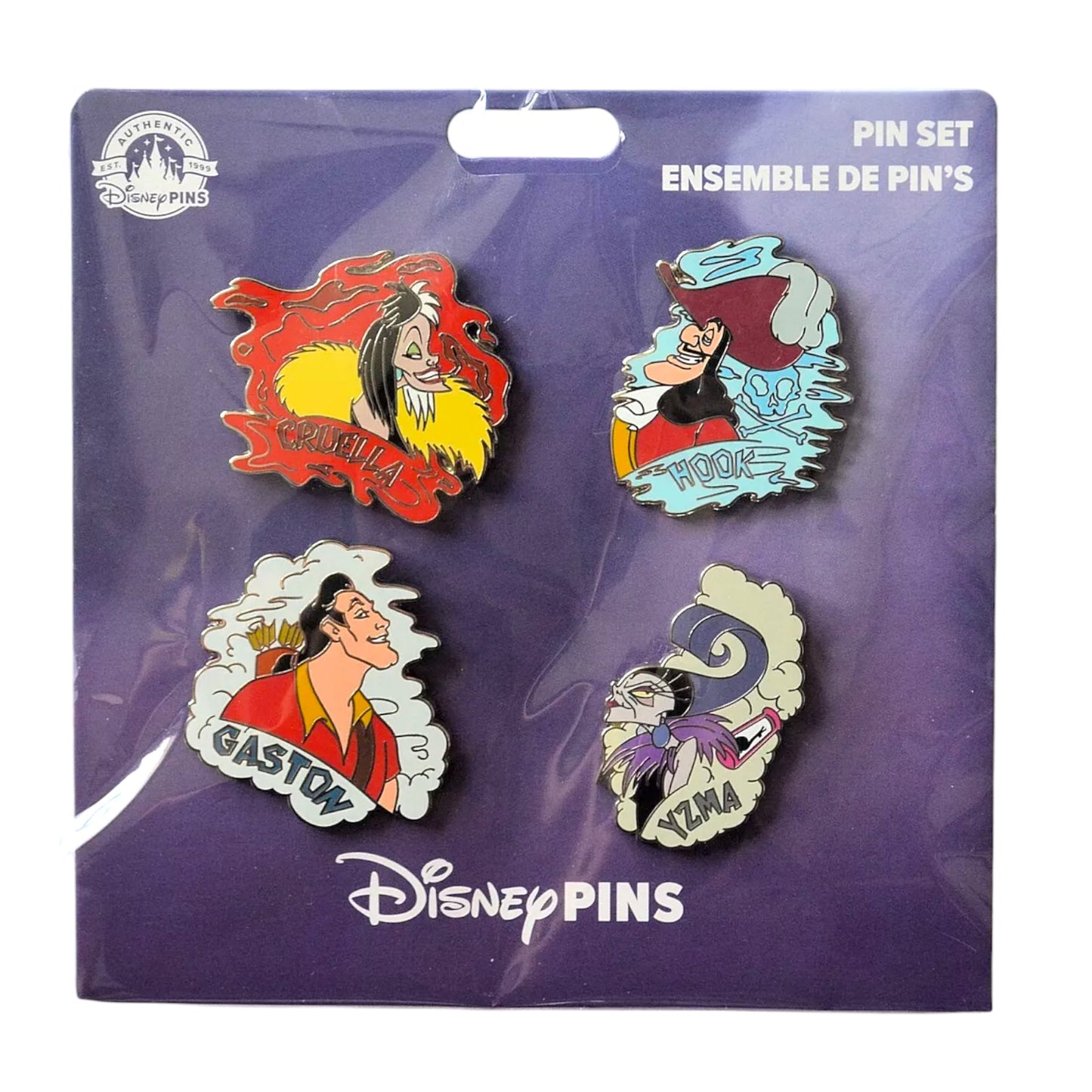 Villains Gaston Yzma Hook Cruella 4 Pin Set Booster