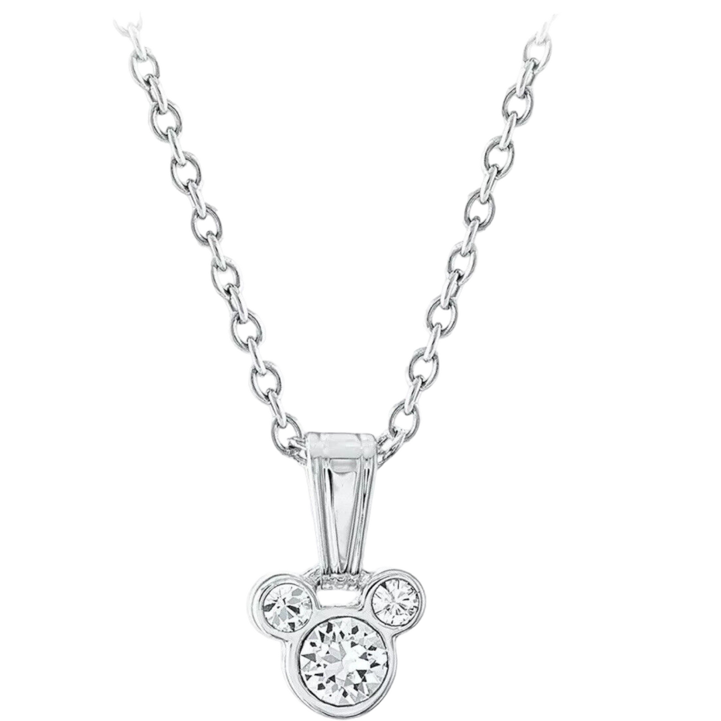 Mickey Mouse Swarovski Crystal Silver Necklace