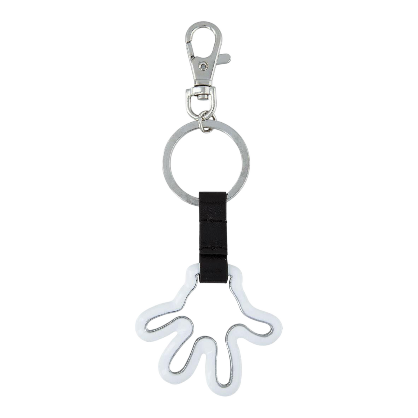 White Metal Mickey Mouse Glove Outline Disney Keychain