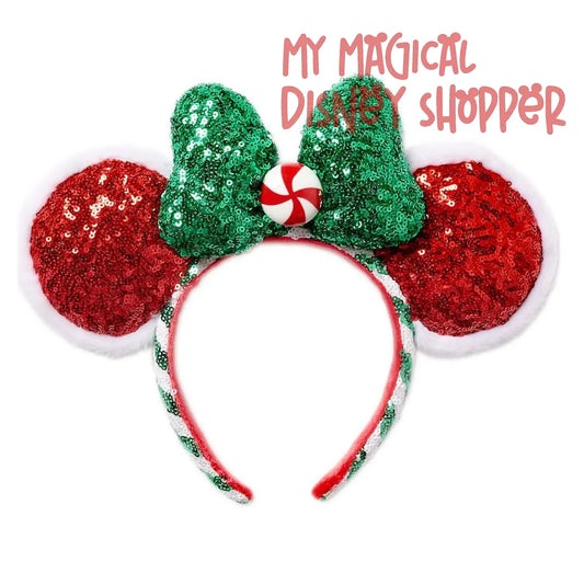 Disney Parks Sequined Christmas Holiday Peppermint Twist Ears