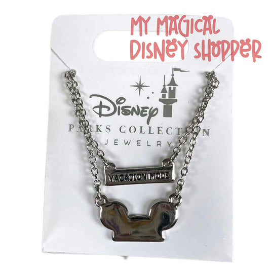 Silver Vacation Mode Mickey Ear Hat Icon Disney Necklace