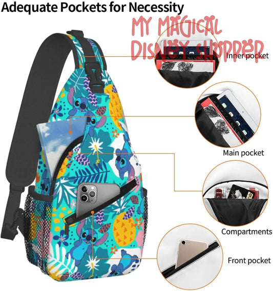Sling Bag,Stitch Crossbody Sling Backpack Travel Hiking Chest Bag Daypack for Purses Shoulder Bag Women Men's