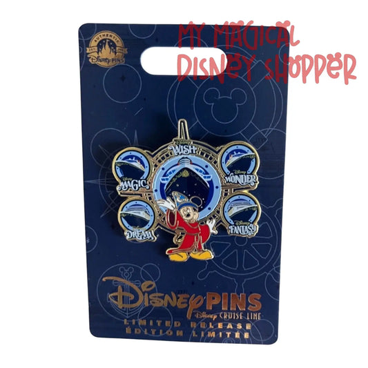 Sorcerer Mickey - Five Cruise Ships - Magic, Wonder, Dream, Fantasy, Wish Limited Edition Pin