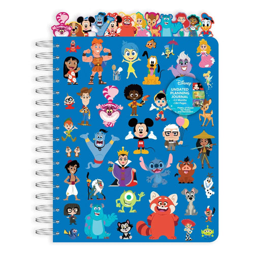 Spiral-bound Disney character undated planning journal.