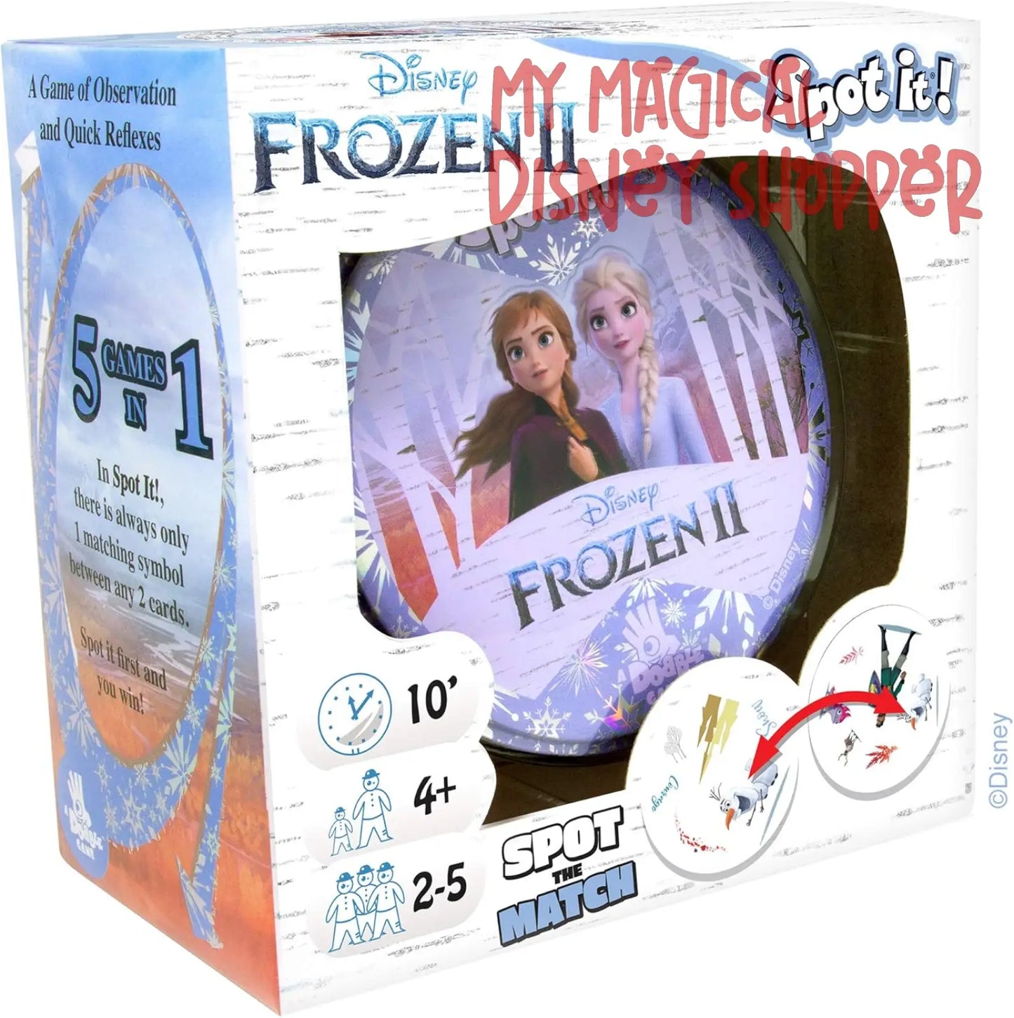 Spot It! Frozen 2 Matching Card Game for Kids Ages 6+