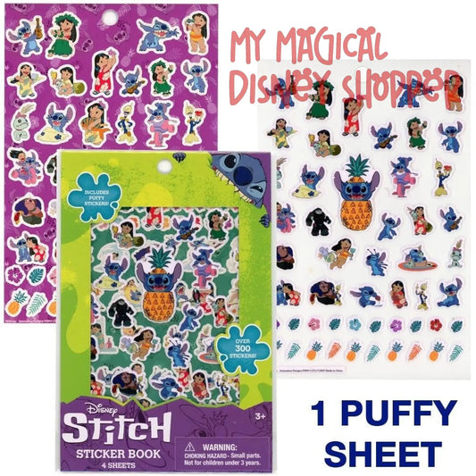 Stitch 4 Sheet Sticker Book with 300 Puffy Stickers