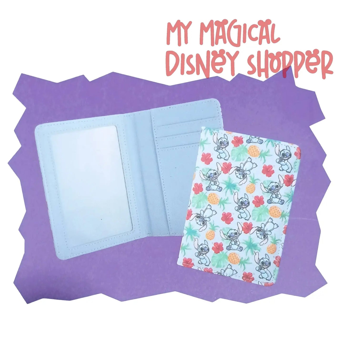 Stitch PU Leather Passport Case Business Name ID Card Holder ✈️💙