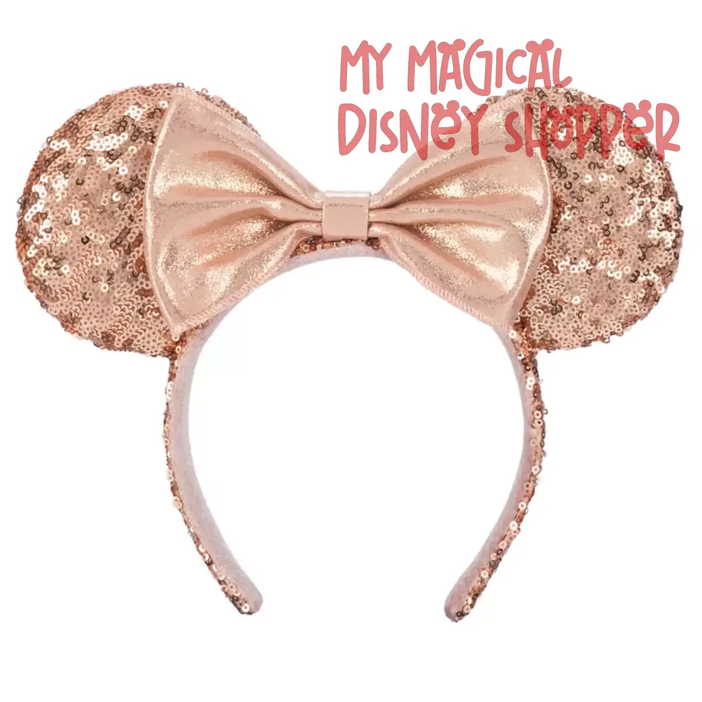Rose Gold Minnie Mouse Sequined Ear Headband for Adults – Gently Used ✨🎀