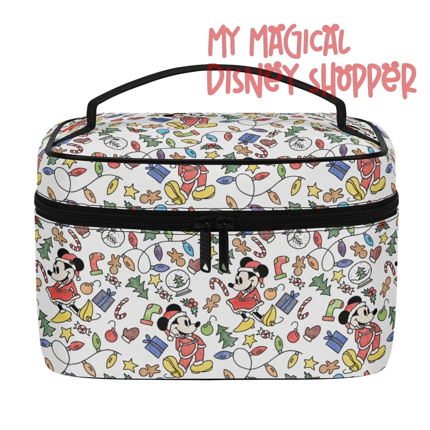 Very Merry Christmas Mouse  All-Over Print Leather Cosmetic Bag