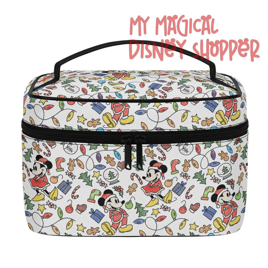 Very Merry Christmas Mouse  All-Over Print Leather Cosmetic Bag