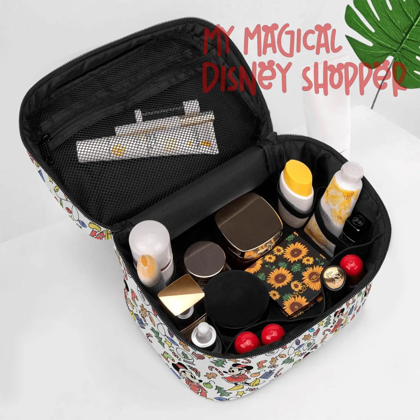 Very Merry Christmas Mouse  All-Over Print Leather Cosmetic Bag