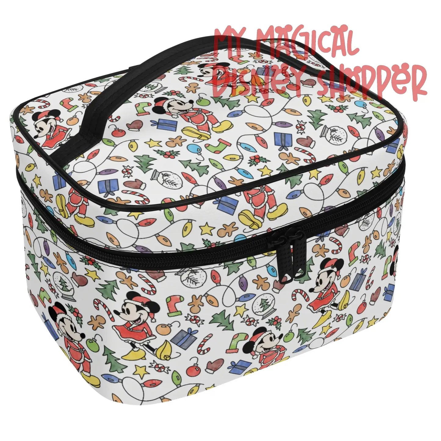 Very Merry Christmas Mouse  All-Over Print Leather Cosmetic Bag