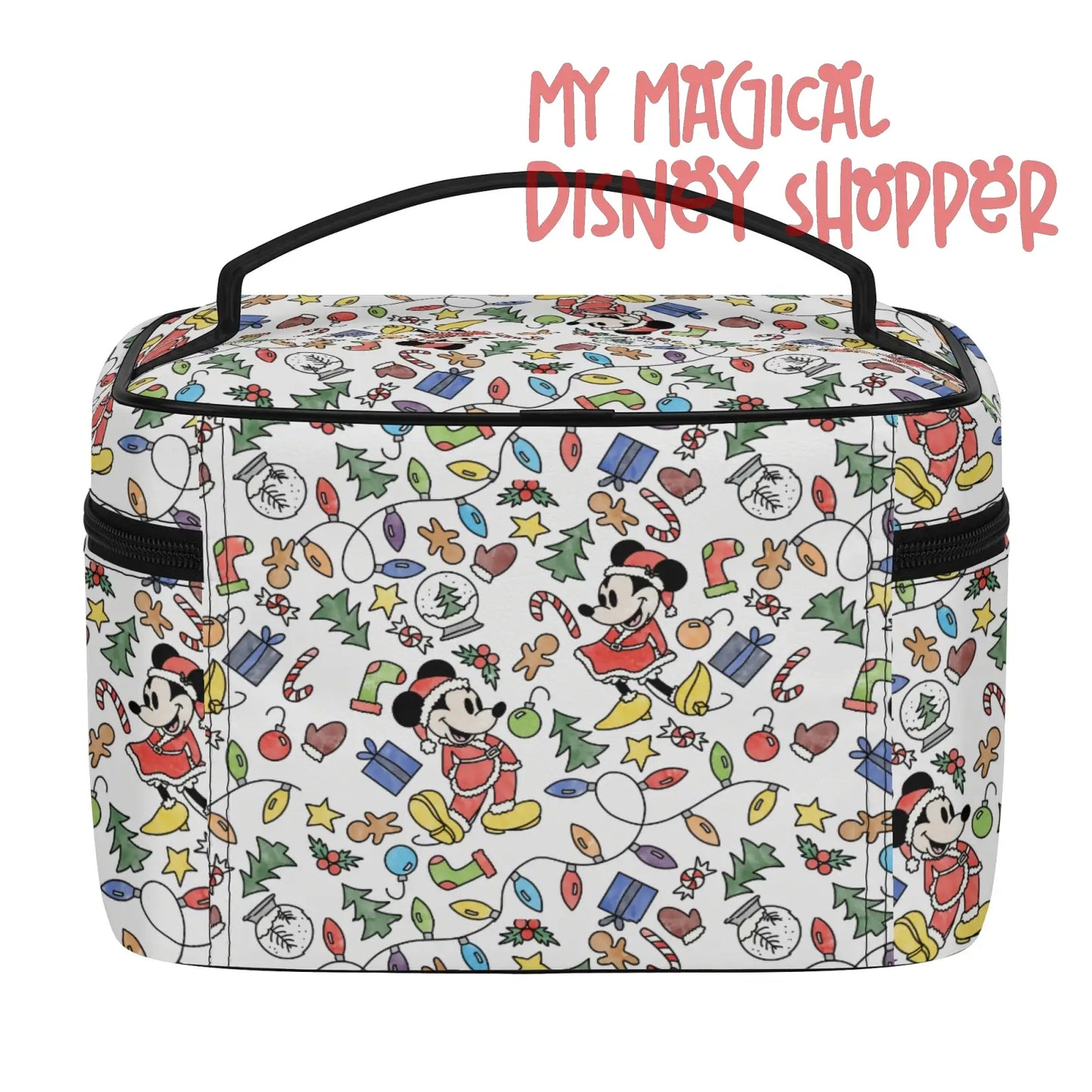 Very Merry Christmas Mouse  All-Over Print Leather Cosmetic Bag