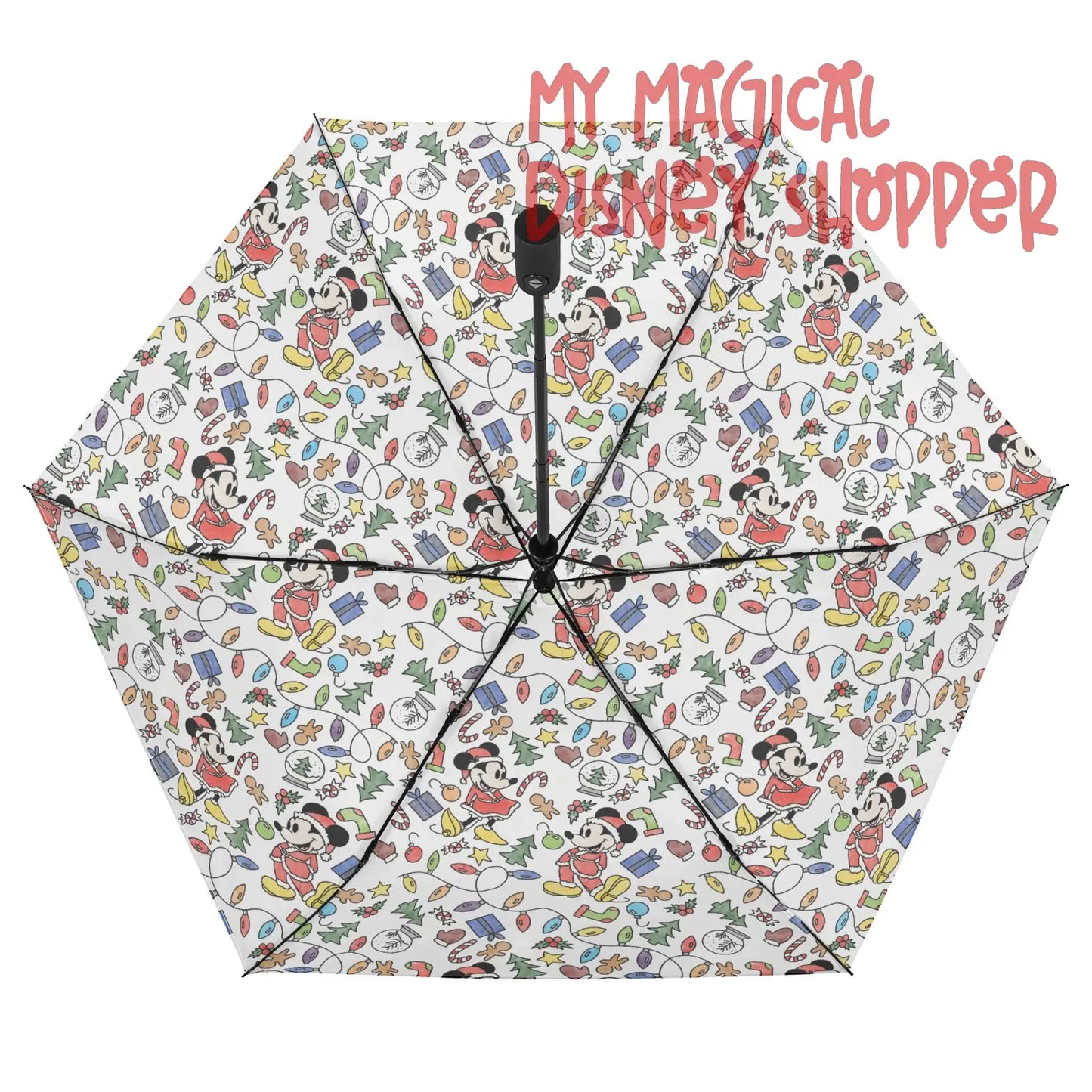 Very Merry Christmas Mouse Lightweight Auto Open & Close Umbrella Printing Outside