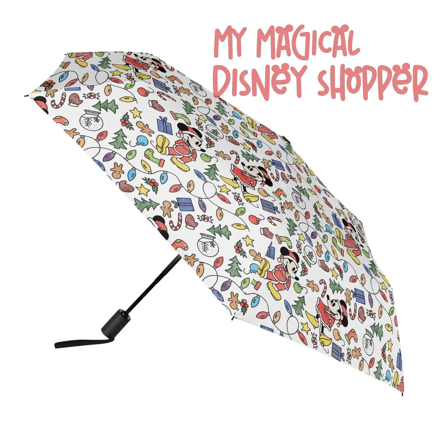 Very Merry Christmas Mouse Lightweight Auto Open & Close Umbrella Printing Outside