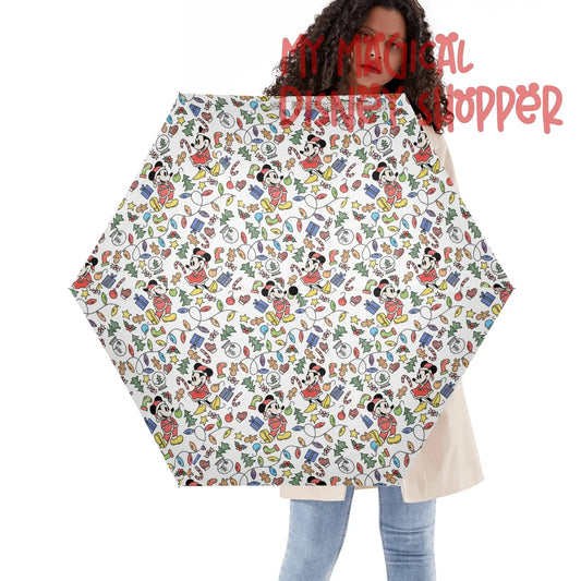 Very Merry Christmas Mouse Lightweight Auto Open & Close Umbrella Printing Outside