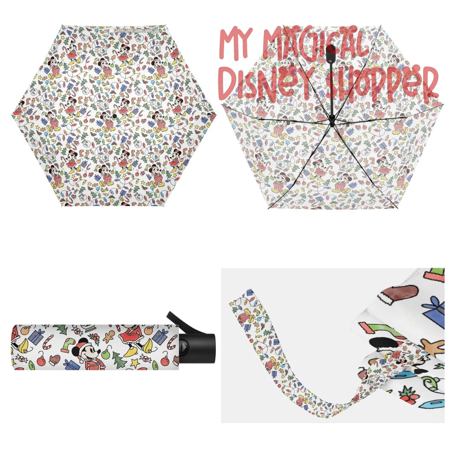 Very Merry Christmas Mouse Lightweight Auto Open & Close Umbrella Printing Outside