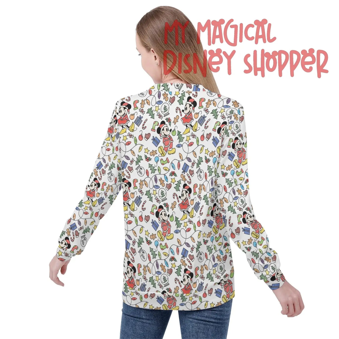 Very Merry Christmas Mouse Womens All Over Print Crew Neck Streetwear Sweatshirt