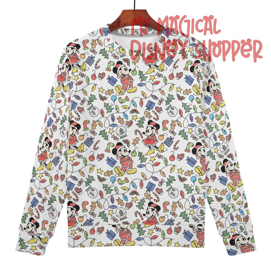 Very Merry Christmas Mouse Womens All Over Print Crew Neck Streetwear Sweatshirt