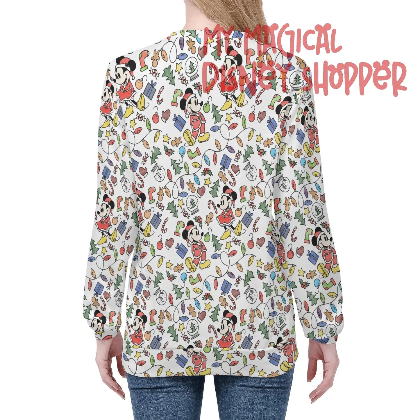 Very Merry Christmas Mouse Womens All Over Print Crew Neck Streetwear Sweatshirt