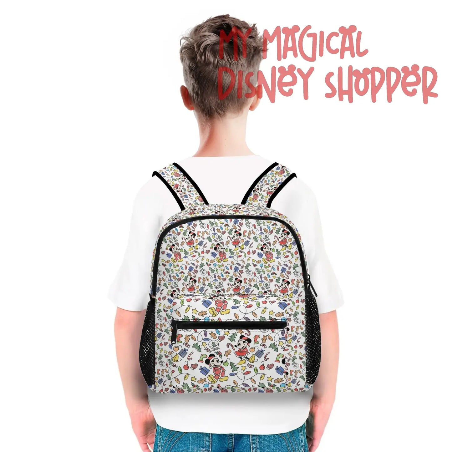 Very Merry Christmas Party Mouse 11 Inch Cute All-Over-Print Mini Backpack